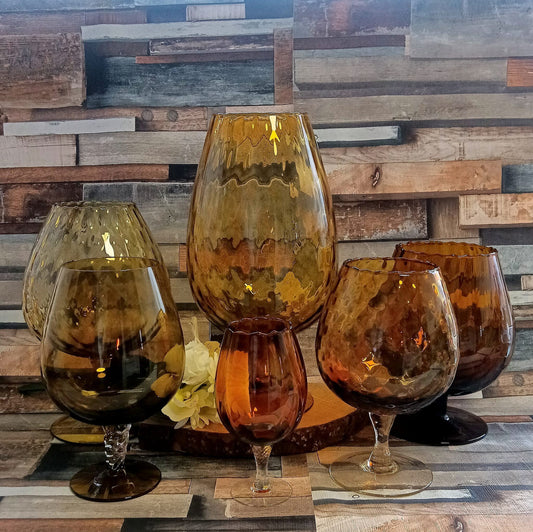 Vintage Amber Glass Brandy Glass or Vase: Ornamental Home Decor