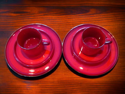 Ceracron Melitta Orange Pottery: Espresso Cups, Trios, Sugar Bowl, Milk Jug
