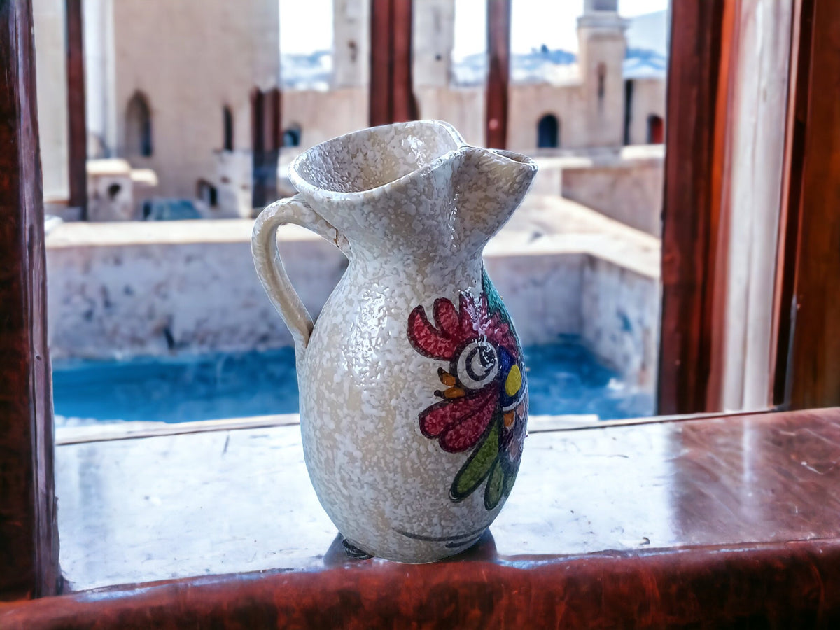 Vintage Portuguese Pottery Jug: Cockerel Design Vase
