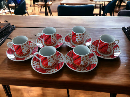 Vintage Red Espresso Cup Set: Coffee Lover Gift