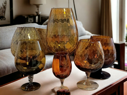 Vintage Amber Glass Brandy Glass or Vase: Ornamental Home Decor