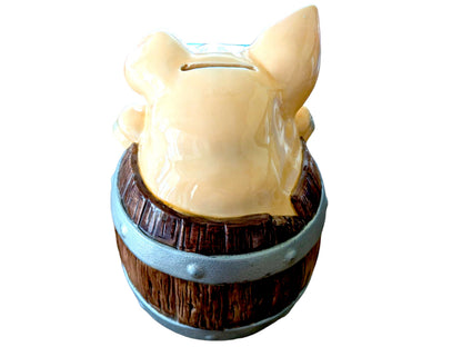 Vintage Ceramic Piggy Bank: Barrel Design Money Box