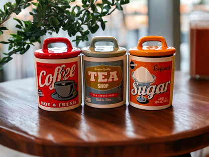 Retro Kitchen Canisters, Tea Coffee Sugar Jars, Vintage Style
