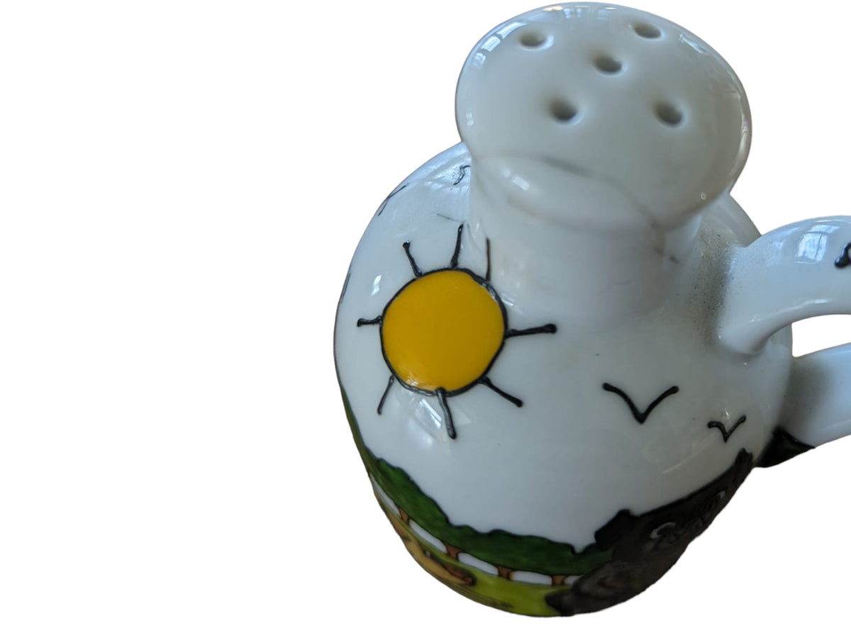 Vintage Hand Painted Dog Cruets: Salt, Pepper, Oil & Vinegar