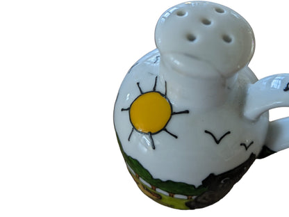 Vintage Hand Painted Dog Cruets: Salt, Pepper, Oil & Vinegar