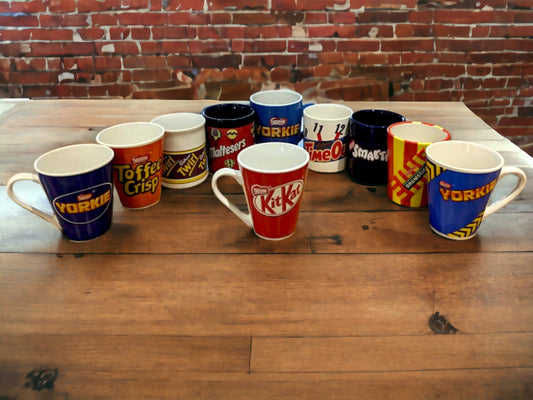 Vintage Chocolate Branded Mugs: Yorkie, Smarties, Maltesers