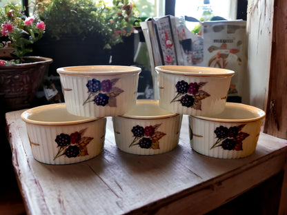 Vintage Royal Worcester Ramakins Set: Blackberry Design, Oven Proof