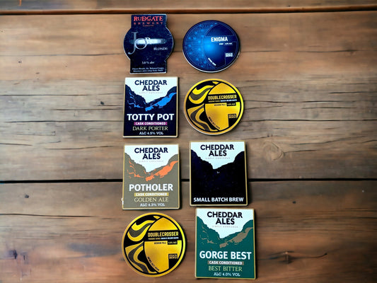 Vintage Beer Pump Labels: Man Cave Bar Decoration (Set of 8)