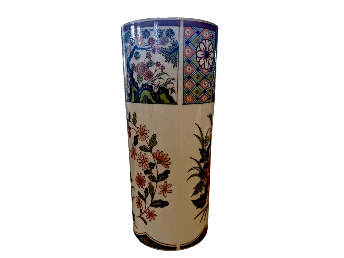 Vintage Vase, Iman Ware Japanese Floral Cylinder Vase
