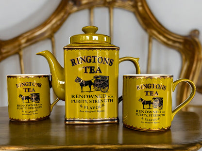 Vintage Rington's Tea Set: Gold Teapot and Mugs