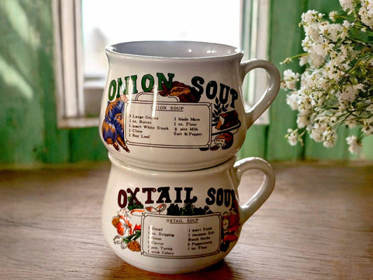 Vintage Soup Mugs: 1970s Pottery, Farmhouse Kitchen
