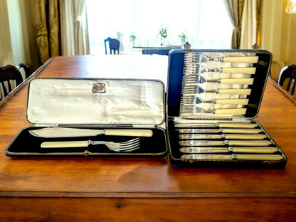Vintage Silver Plated Fish Forks Set - WA Perry & Co - Mid Century Cutlery