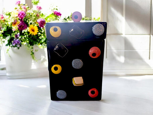 Vintage Ceramic Sweet Jar: Liquorice Allsorts Design, Treat Storage