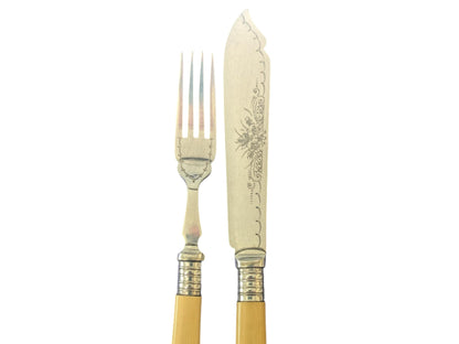 Vintage Silver Plated Fish Forks Set: Mid Century Cutlery, Original Box