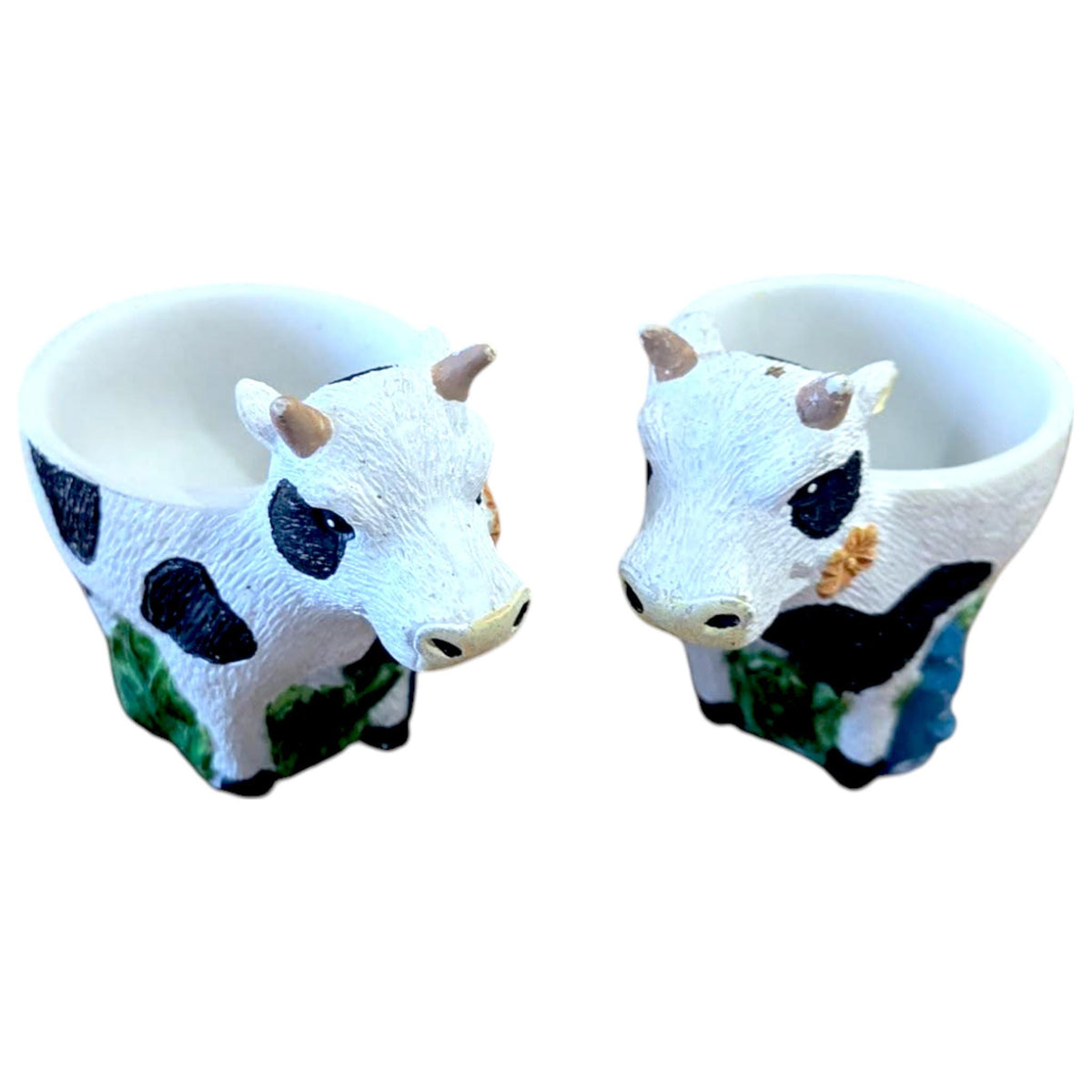 Staffordshire Cow Egg Cups: Novelty Tableware Set