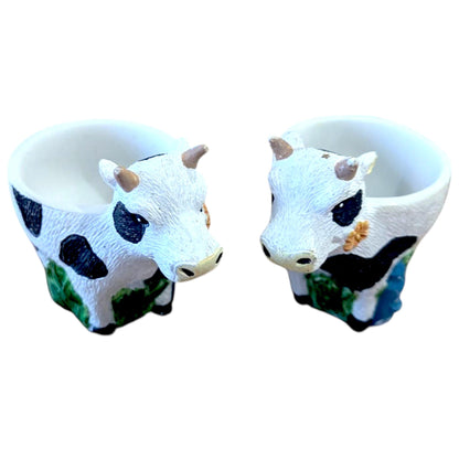 Staffordshire Cow Egg Cups: Novelty Tableware Set