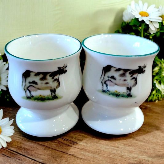 Staffordshire Cow Egg Cups: Novelty Tableware Set