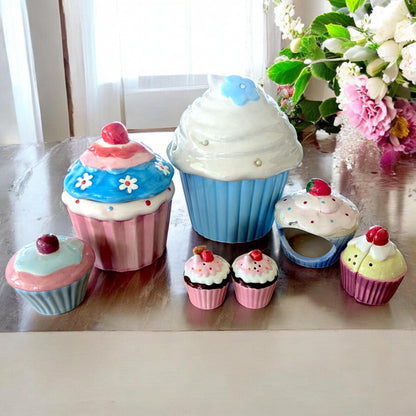 Vintage Cupcake Jars: Shabby Chic Kitchen Storage (Damaged)