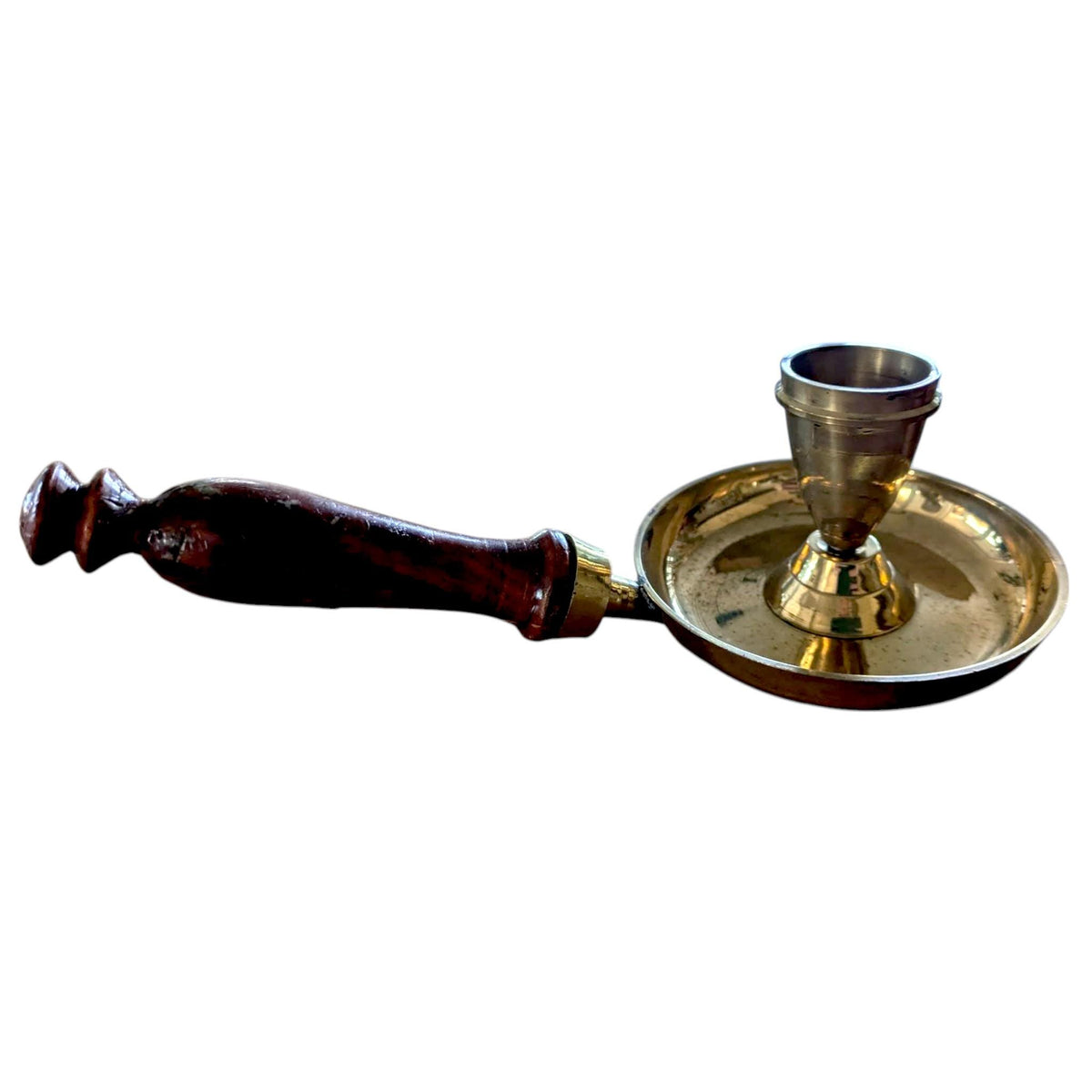 Vintage Brass & Wood Candle Holders: Highland Style Pair