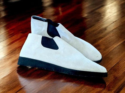 Vintage Cream Leather Chelsea Boots - Size 7