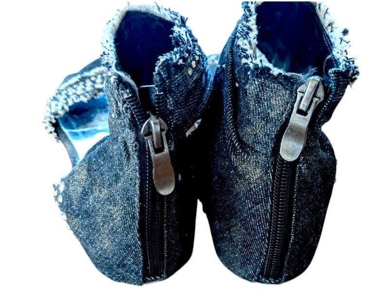 Vintage Sergio Lodzi Denim Ankle Boots: Studded Size 7 Shoes