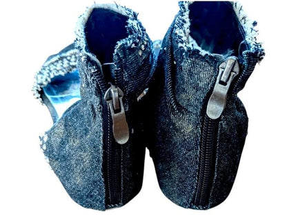 Vintage Sergio Lodzi Denim Ankle Boots: Studded Size 7 Shoes