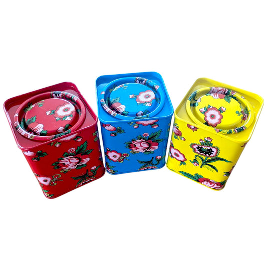 Floral Tins Set: Kitsch Vintage Style Trinket Boxes