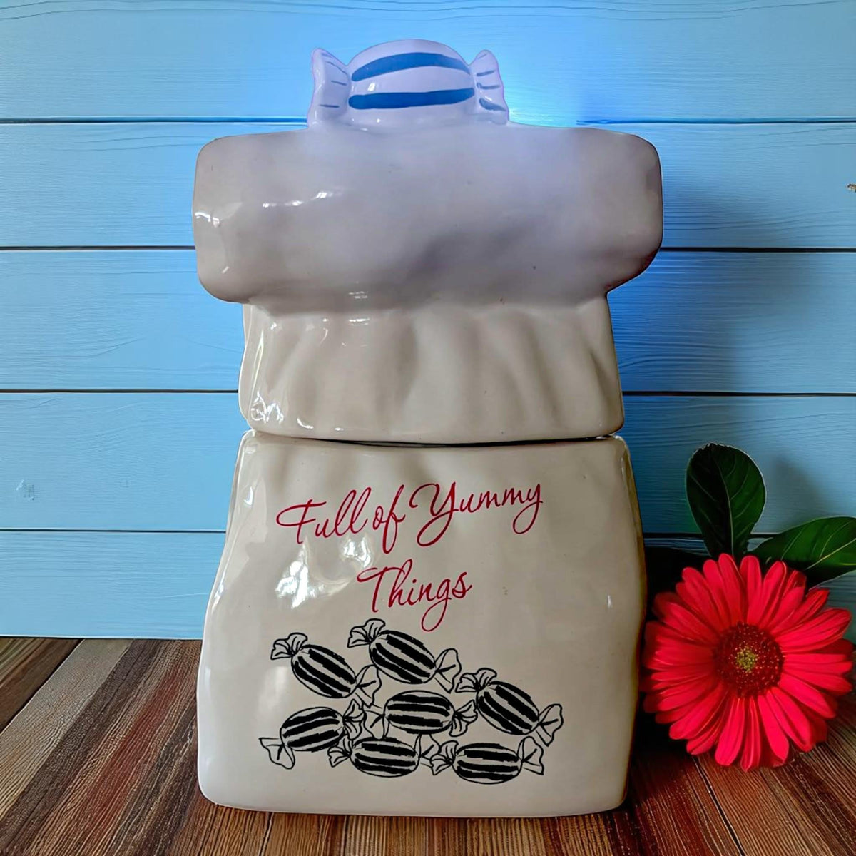 Vintage Ceramic Sweet Jar: Retro Kitsch Kitchen Storage
