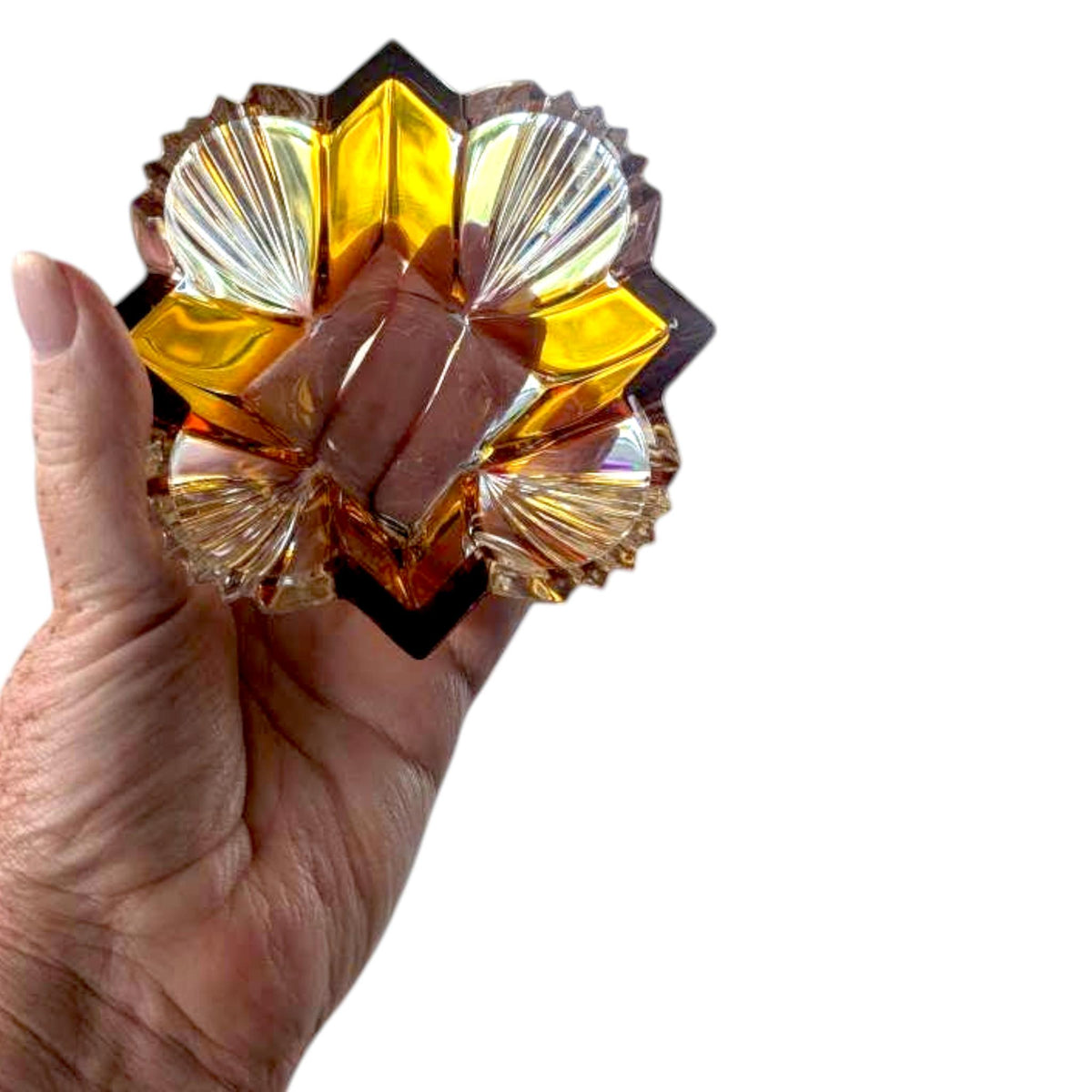 Vintage Amber Glass, Vanity Set: Shabby Chic Candlesticks & Tray