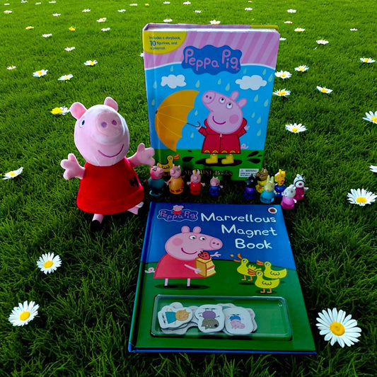 Peppa Pig Busy Book Bundle: Plushie & Magnetic Board Book