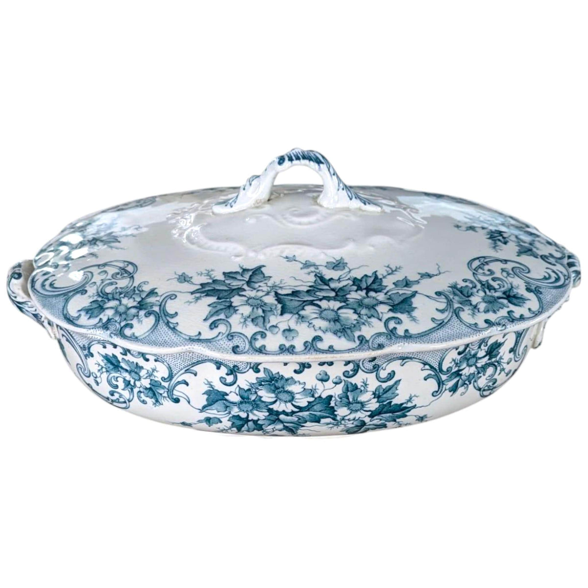 Vintage Blue & White Floral Tureen: A Cross Stirling English China