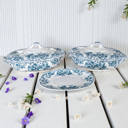 Vintage Blue & White Floral Tureen: A Cross Stirling English China