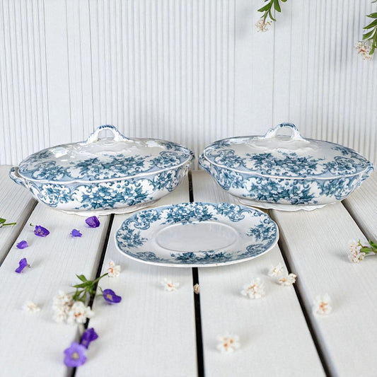 Vintage Blue & White Floral Tureen: A Cross Stirling English China