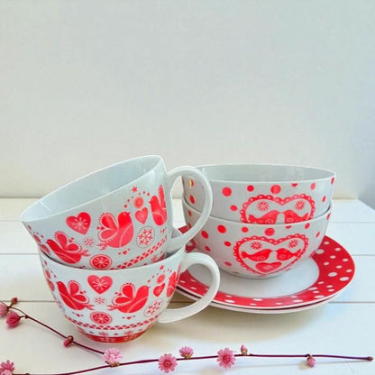 Breakfast Set: Cappuccino Cup & Bowl, Christmas Dining