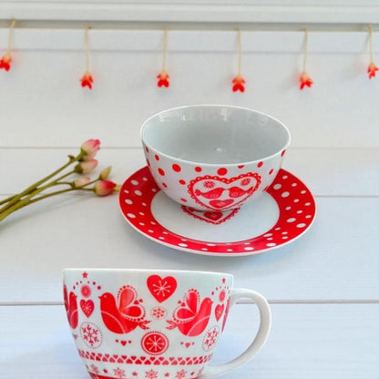Breakfast Set: Cappuccino Cup & Bowl, Christmas Dining