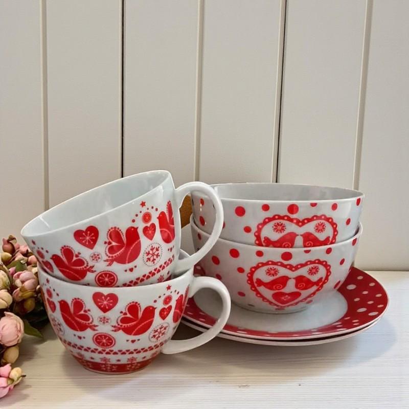Breakfast Set: Cappuccino Cup & Bowl, Christmas Dining