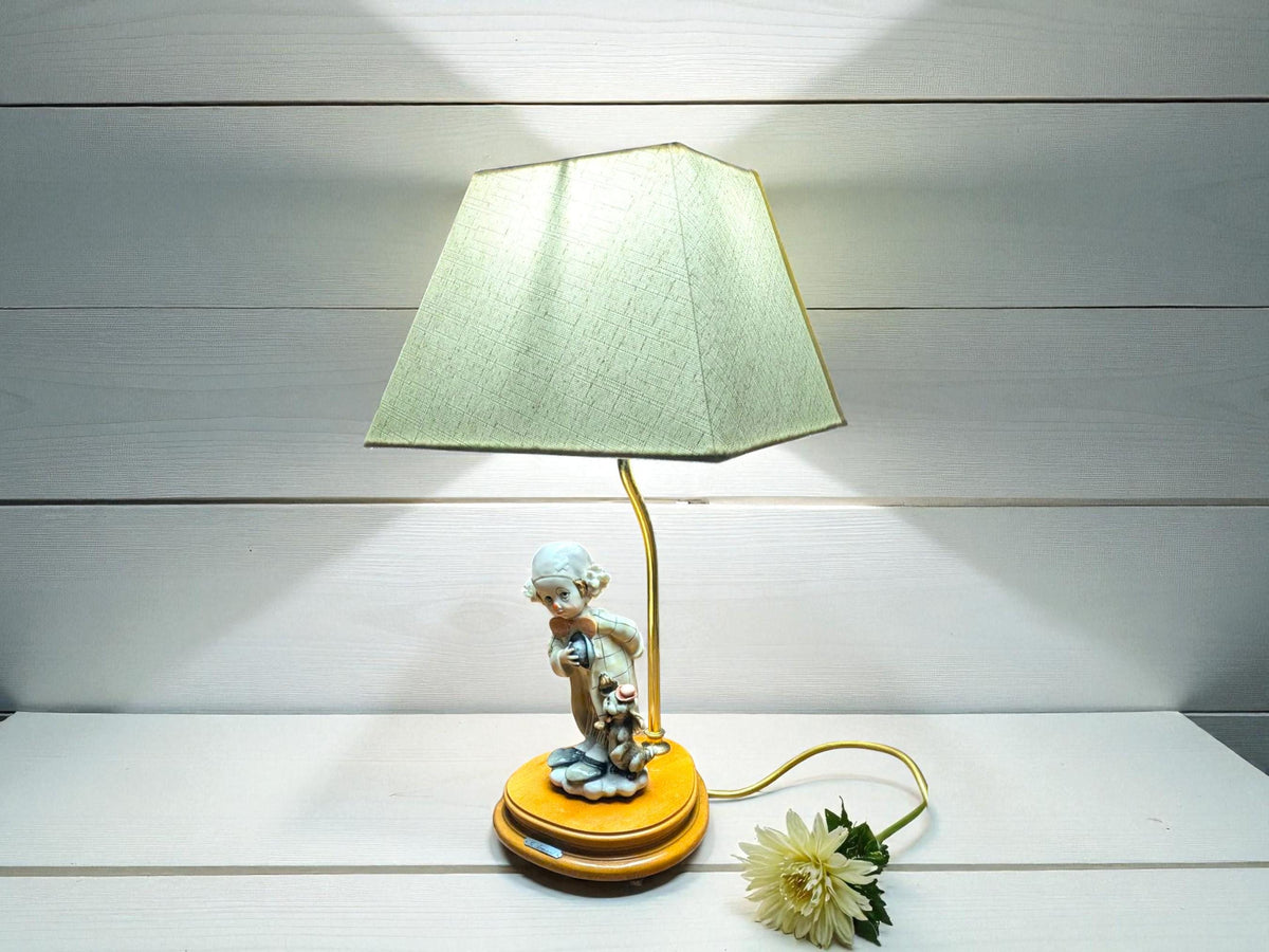 Vintage Giuseppe Armani Table Lamp: Little Clown with Dog