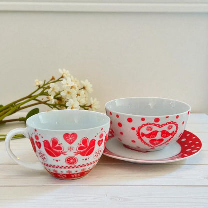 Breakfast Set: Cappuccino Cup & Bowl, Christmas Dining