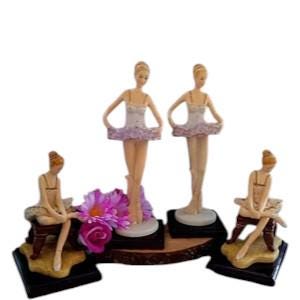 Vintage Ballerina Figurines: Pottery Ballet Dancer on Wood Base