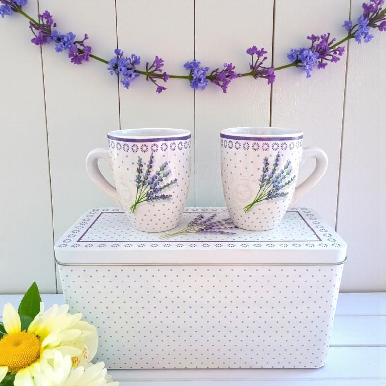 Lavender Mugs in Decorated Tin: Gardener Gift Set