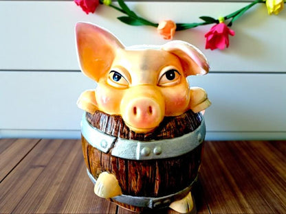 Vintage Ceramic Piggy Bank: Barrel Design Money Box