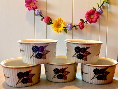 Vintage Royal Worcester Ramakins Set: Blackberry Design, Oven Proof