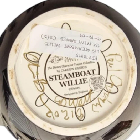 Paul Cardew Steamboat Willie Teapot – First Paint, Gold Signed Limited Edition Disney Collectors Teapot