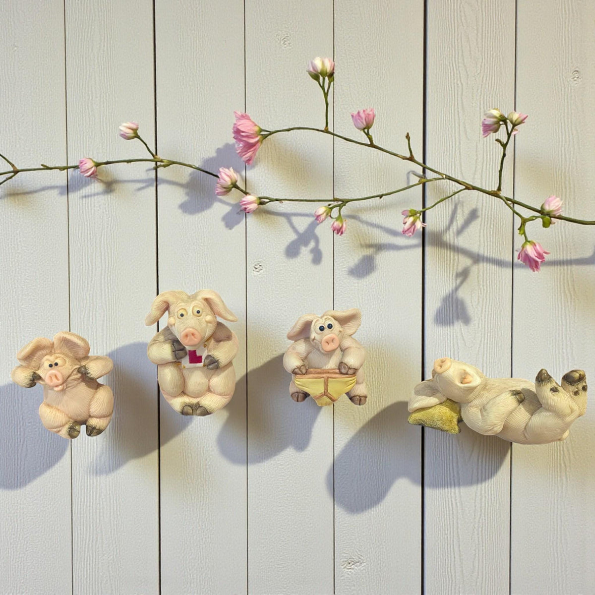 Vintage Piggin Figurines  – Boxed Cute Pig Ornaments, Pants, Learners, Snoring, Childish