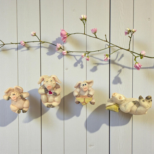 Vintage Piggin Figurines  – Boxed Cute Pig Ornaments, Pants, Learners, Snoring, Childish