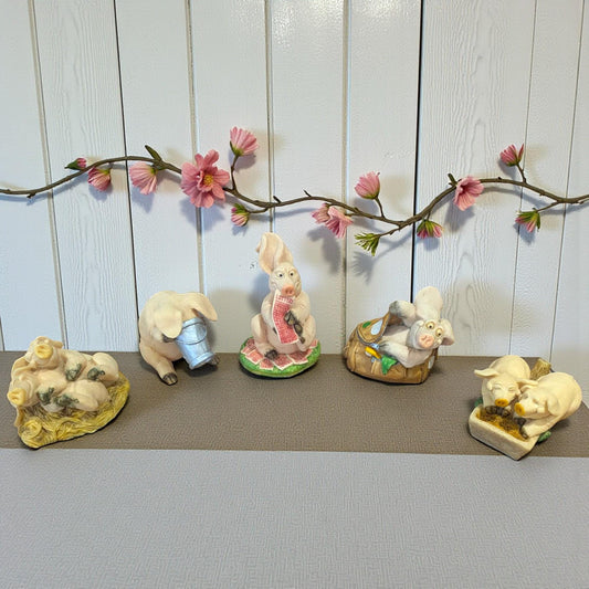 Vintage Piggin Figurines  –  Cute Pig Ornaments, Hell, Lottery, Cuddles, Pals, Holidays