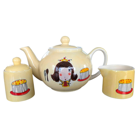 Whittard of Chelsea, Domestic Goddess, Hand Painted Tea Set for Two