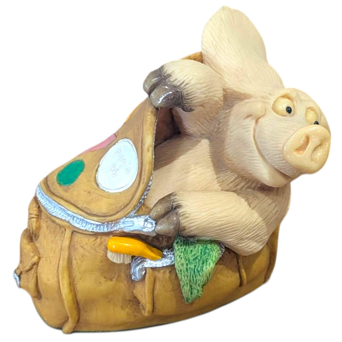 Vintage Piggin Figurines  – Boxed Cute Pig Ornaments, Tired, Stubborn, Holidays, Crackers