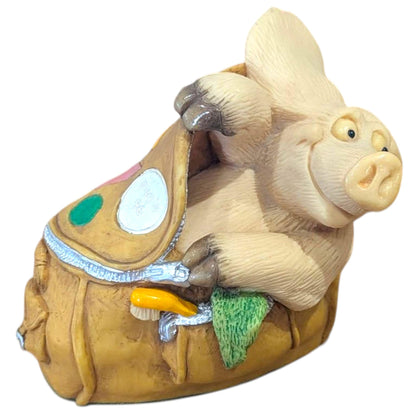 Vintage Piggin Figurines  – Boxed Cute Pig Ornaments, Tired, Stubborn, Holidays, Crackers