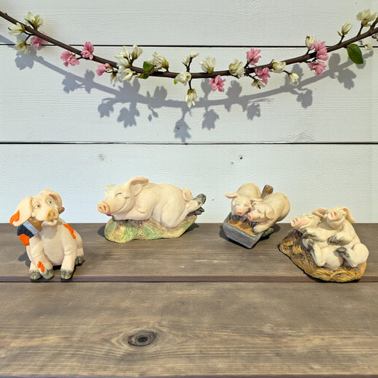 Vintage Piggin Figurines  – Boxed Cute Pig Ornaments, Decorating, Pals, Cuddles, Love